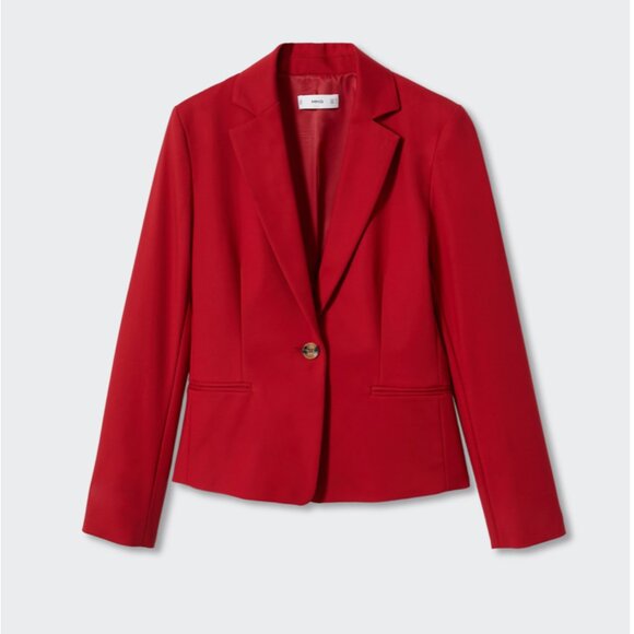 MANGO Structured Suit Blazer in Red, Size 4 - Picture 1 of 7